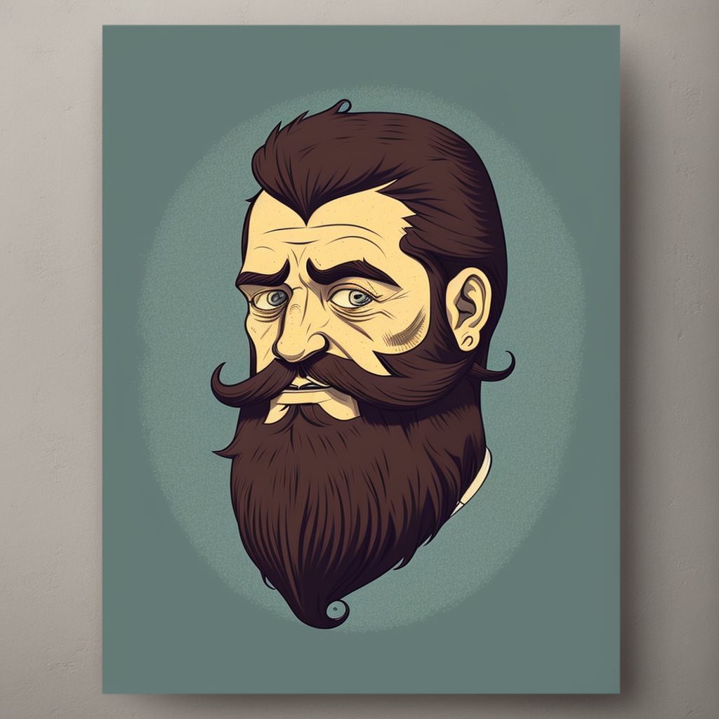 vintage head of man with long beard, in PrintDesign Style